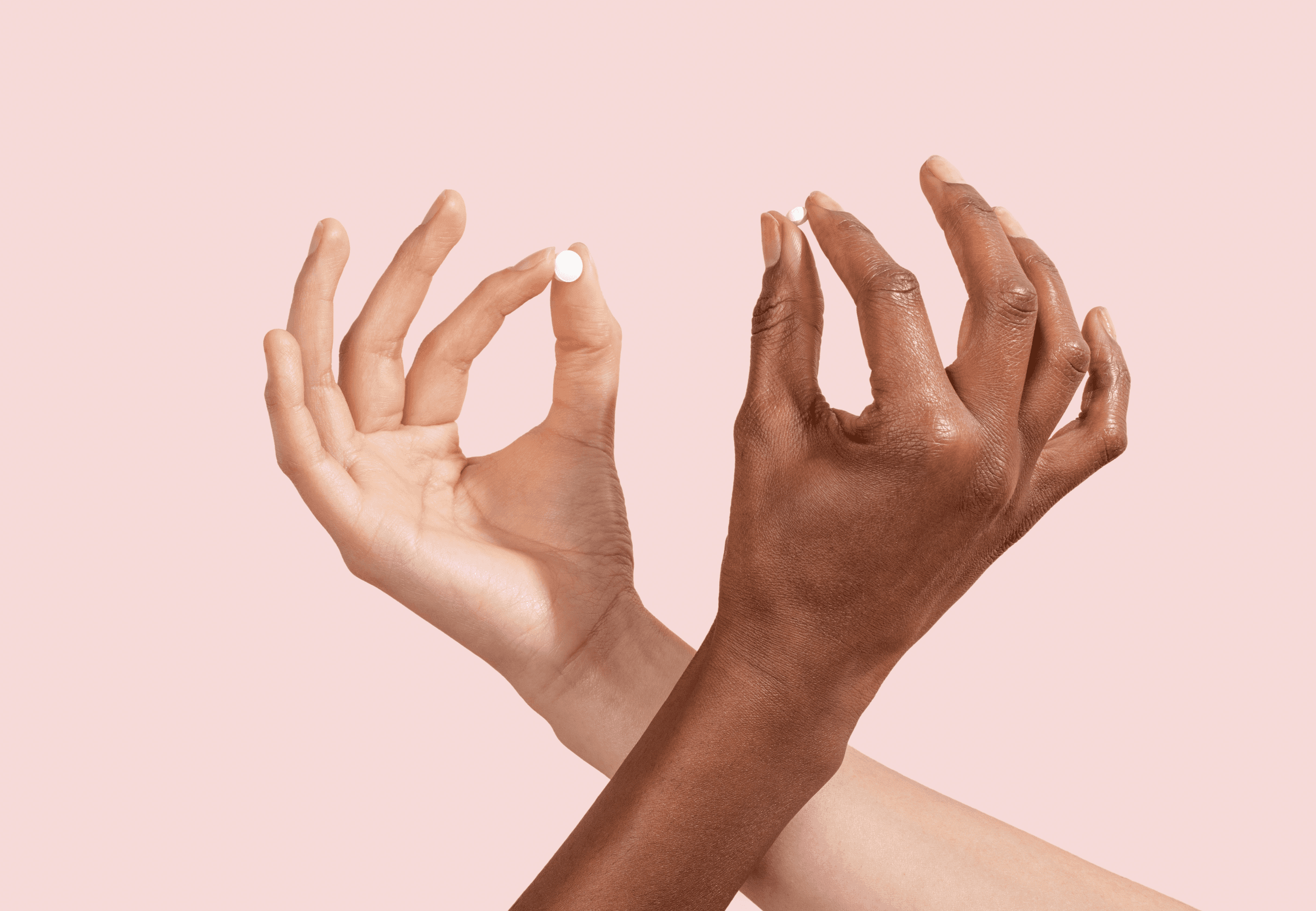 Inclusive Wisp campaign photography featuring hands and medication